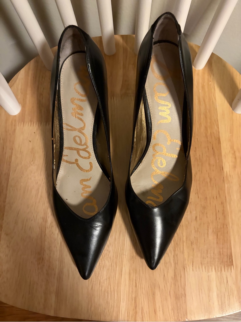 Sam Edelman Black Pointed-Toe Leather Pumps